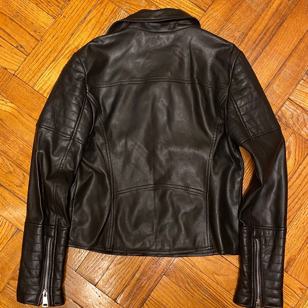 7 For All Mankind Quilted Black Faux Leather Jacket - Picture 2 of 11